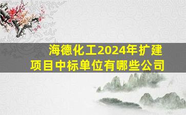 海德化工2024年扩建项目中标单位有哪些公司