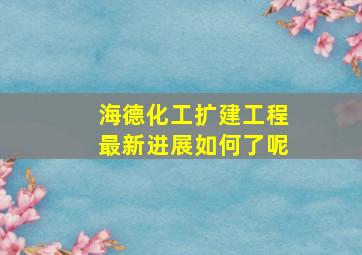 海德化工扩建工程最新进展如何了呢