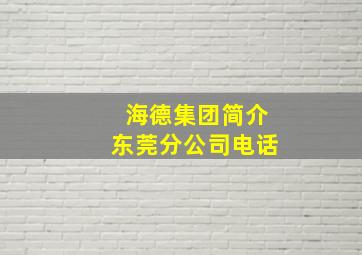 海德集团简介东莞分公司电话