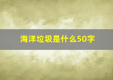 海洋垃圾是什么50字