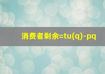 消费者剩余=tu(q)-pq