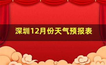 深圳12月份天气预报表