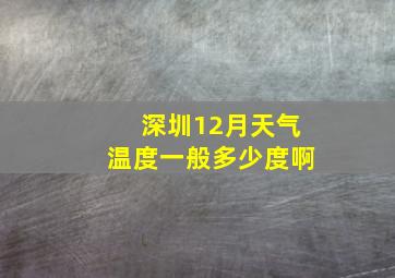 深圳12月天气温度一般多少度啊