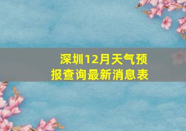 深圳12月天气预报查询最新消息表