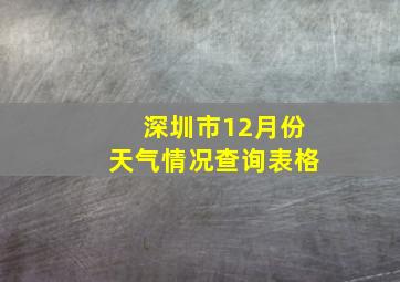 深圳市12月份天气情况查询表格