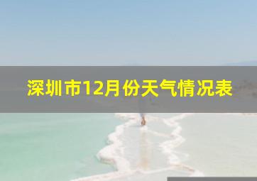 深圳市12月份天气情况表