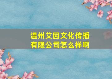 温州艾因文化传播有限公司怎么样啊