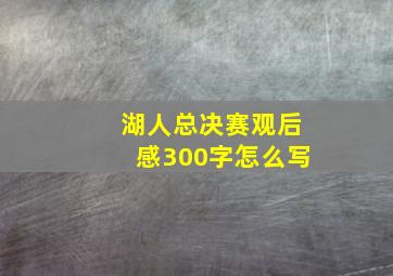 湖人总决赛观后感300字怎么写