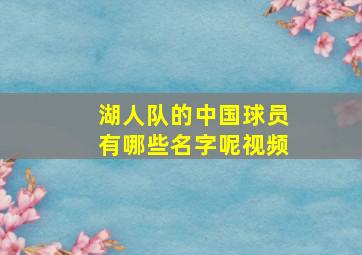 湖人队的中国球员有哪些名字呢视频