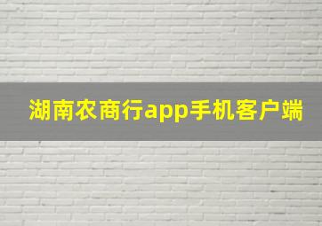 湖南农商行app手机客户端