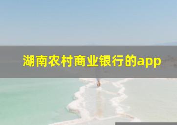 湖南农村商业银行的app