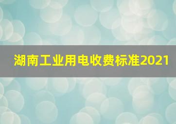 湖南工业用电收费标准2021