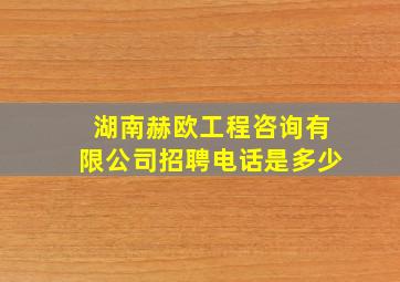 湖南赫欧工程咨询有限公司招聘电话是多少