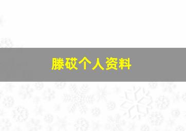 滕砹个人资料