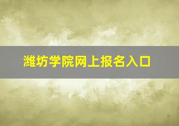 潍坊学院网上报名入口