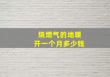 烧燃气的地暖开一个月多少钱