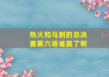 热火和马刺的总决赛第六场谁赢了啊