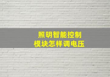 照明智能控制模块怎样调电压