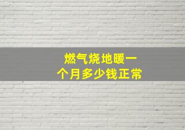 燃气烧地暖一个月多少钱正常