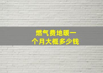 燃气费地暖一个月大概多少钱