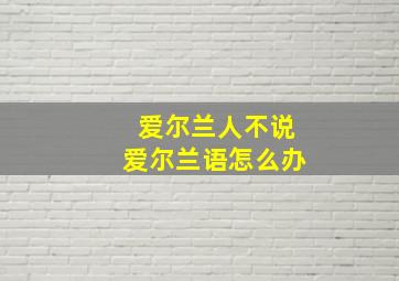 爱尔兰人不说爱尔兰语怎么办