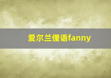 爱尔兰俚语fanny