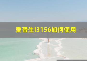 爱普生l3156如何使用