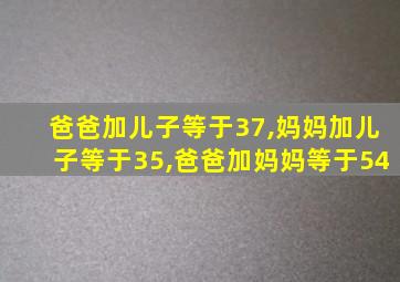 爸爸加儿子等于37,妈妈加儿子等于35,爸爸加妈妈等于54