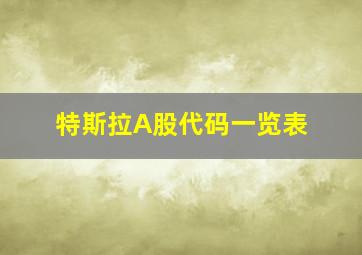 特斯拉A股代码一览表