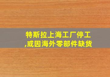 特斯拉上海工厂停工,或因海外零部件缺货