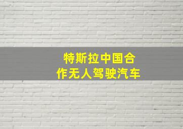 特斯拉中国合作无人驾驶汽车