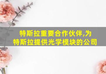 特斯拉重要合作伙伴,为特斯拉提供光学模块的公司