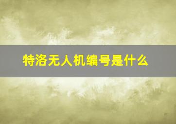 特洛无人机编号是什么