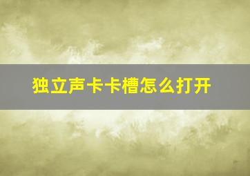 独立声卡卡槽怎么打开