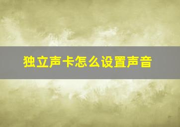 独立声卡怎么设置声音