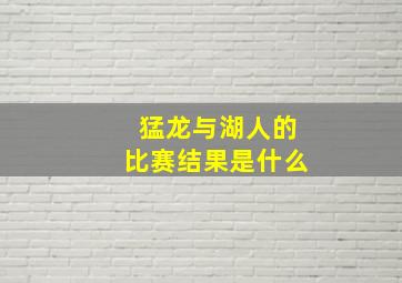 猛龙与湖人的比赛结果是什么