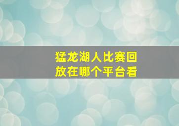 猛龙湖人比赛回放在哪个平台看