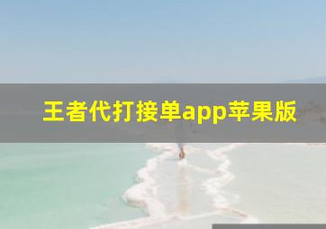 王者代打接单app苹果版