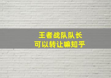 王者战队队长可以转让嘛知乎