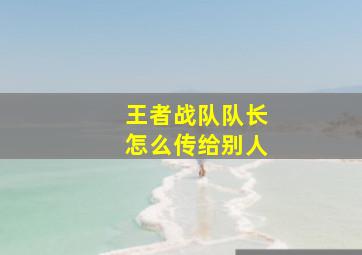 王者战队队长怎么传给别人