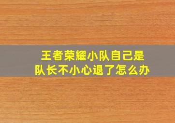 王者荣耀小队自己是队长不小心退了怎么办