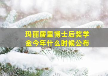 玛丽居里博士后奖学金今年什么时候公布