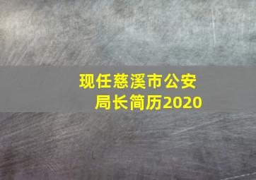 现任慈溪市公安局长简历2020