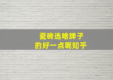 瓷砖选啥牌子的好一点呢知乎