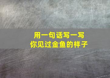 用一句话写一写你见过金鱼的样子