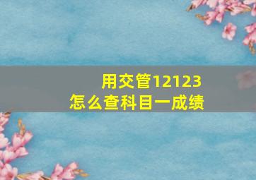 用交管12123怎么查科目一成绩