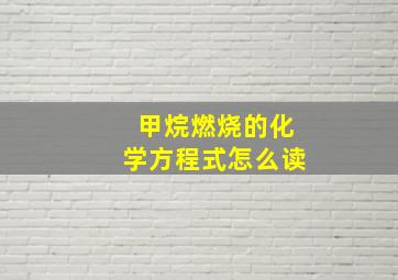 甲烷燃烧的化学方程式怎么读