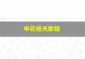 申花杨光断腿