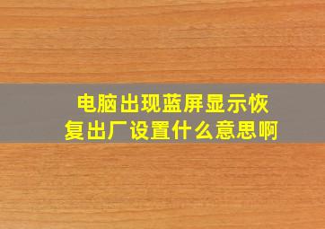 电脑出现蓝屏显示恢复出厂设置什么意思啊