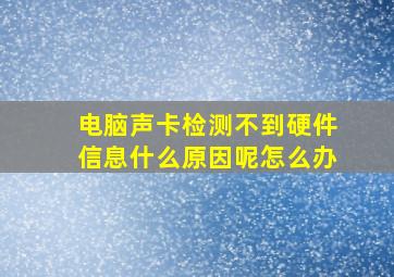 电脑声卡检测不到硬件信息什么原因呢怎么办